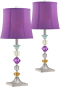 Boho Purple Table Lamp — 25.5" — Purple Shade Stacked Acrylic