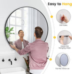 Round Farmhouse Black Wall Mirror — 36" - View 7