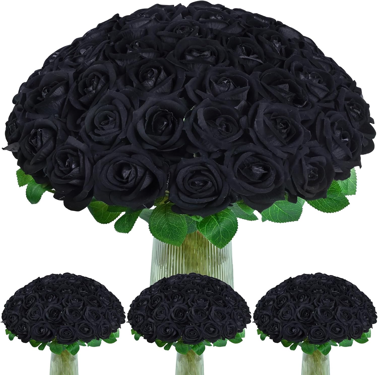 Velvet Luxe Black Artificial Flowers — Black