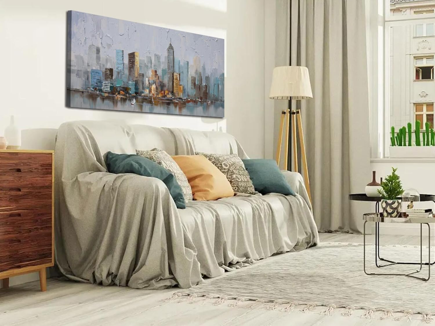 Framed Modern Blue Canvas Wall Art — 40" - View 5