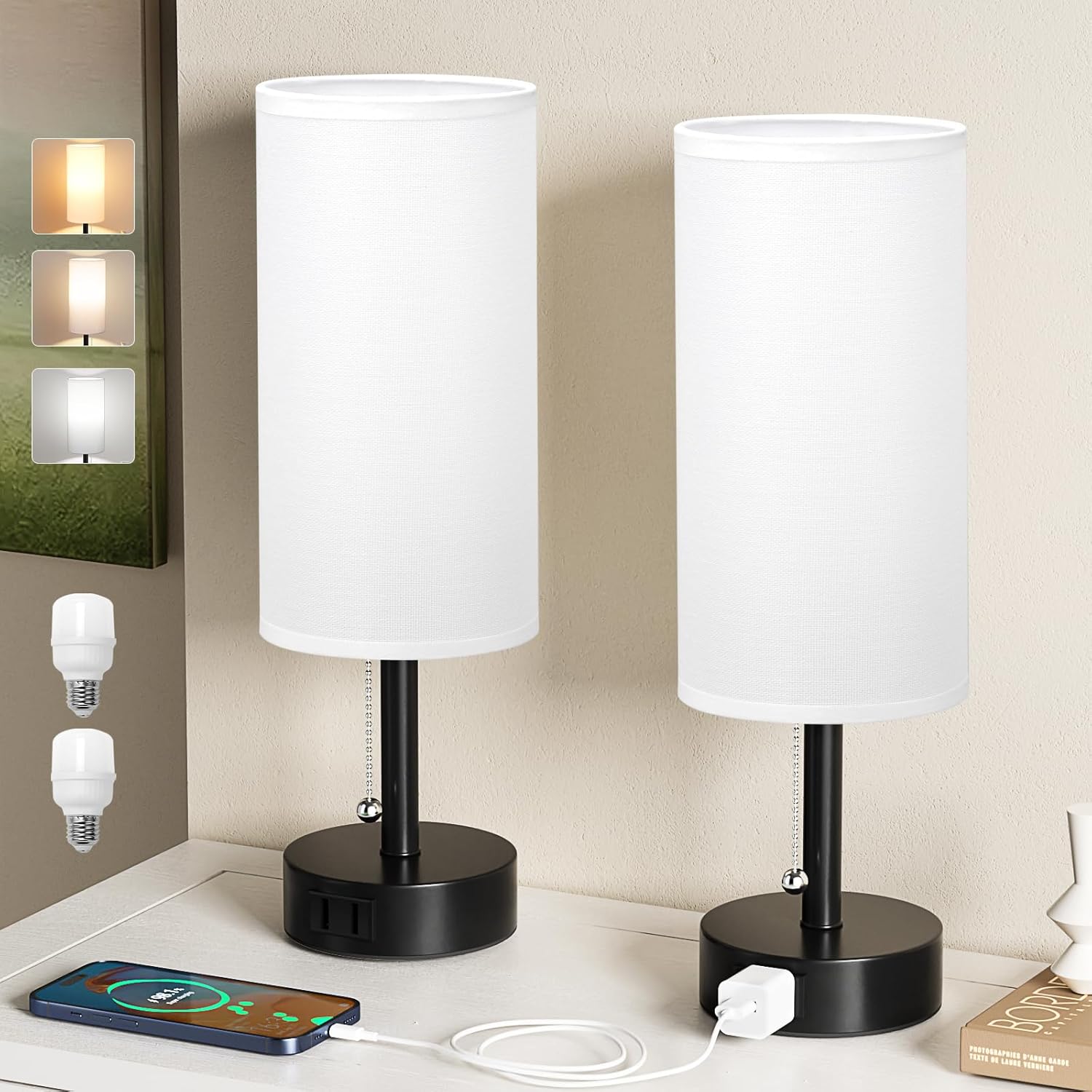 Round Beige LED Bulb — Set of 2 — White
