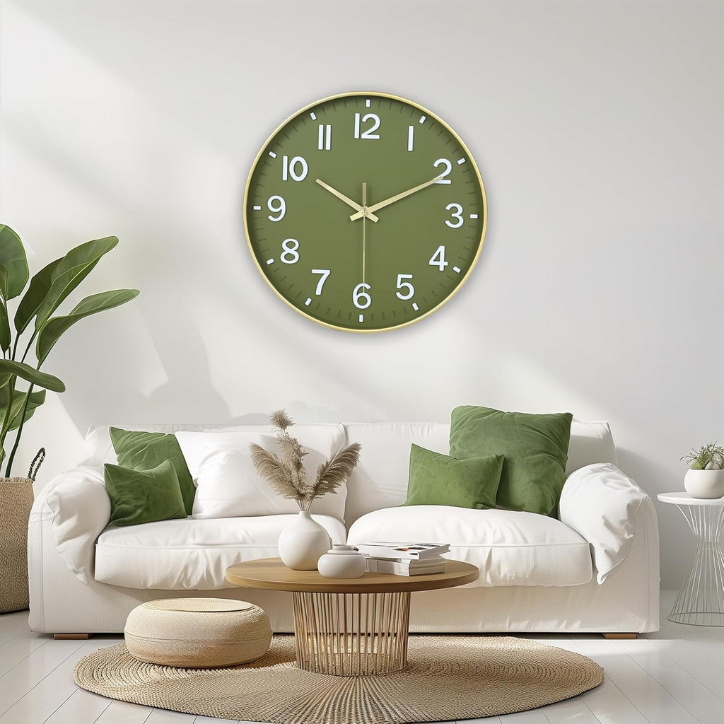 Battery Operated Luxe Black Wall Clock — 8" - View 8