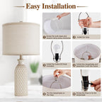 Adjustable Farmhouse Beige Bedside Lamp — 24.8" - View 7