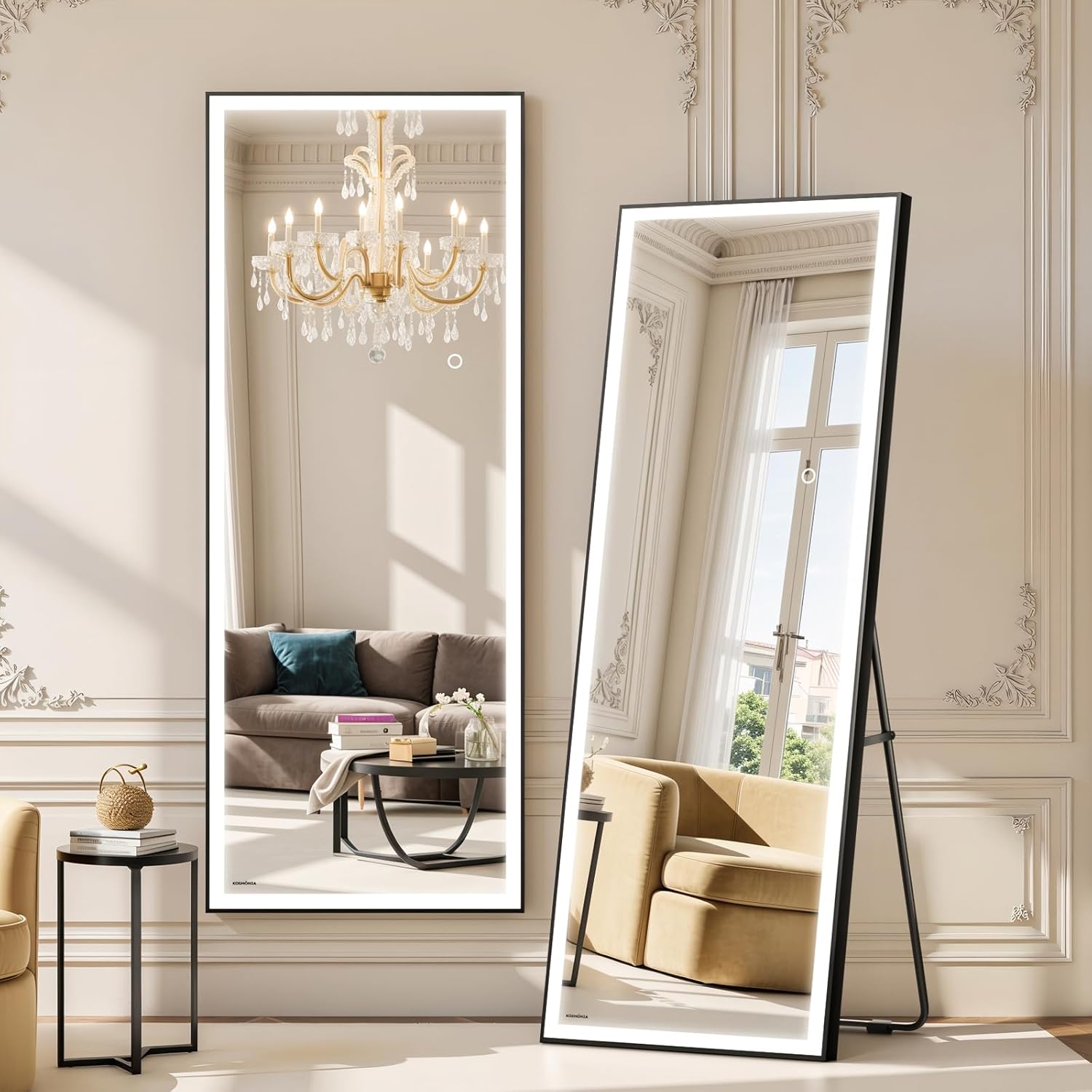 Adjustable Black Vanity Mirror — 56" — Frame-led-black