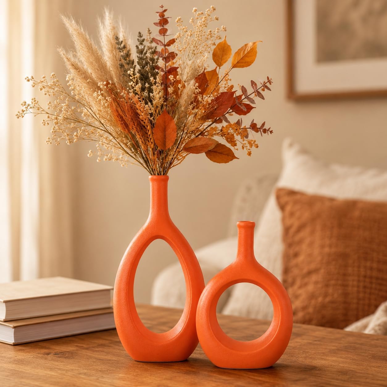 Farmhouse Black Flower Vase — Orange
