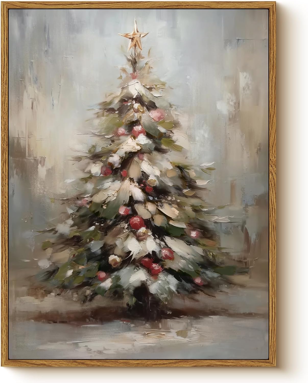 Framed Farmhouse White Wall Art — 16" — Colorful tree