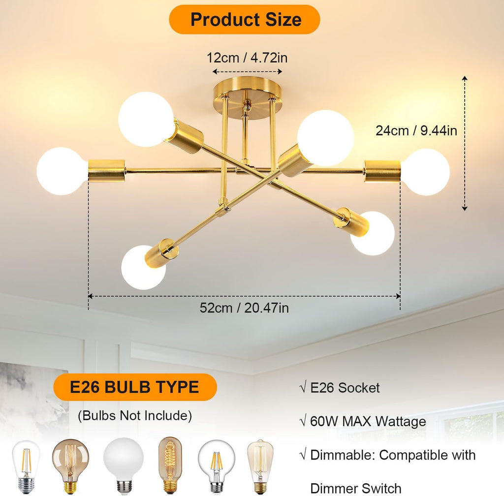 Luxe Black Chandelier — 6-Light - View 4