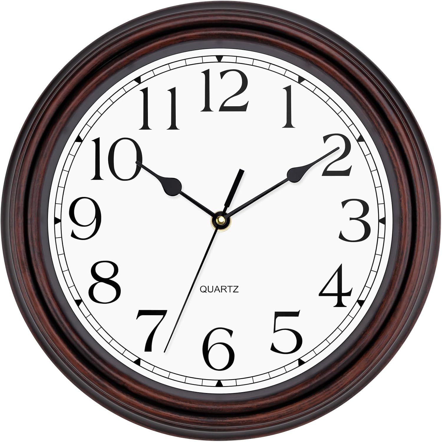 Battery Operated Mid-Century Black Wall Clock — 12" — Bronze Classic Vintage