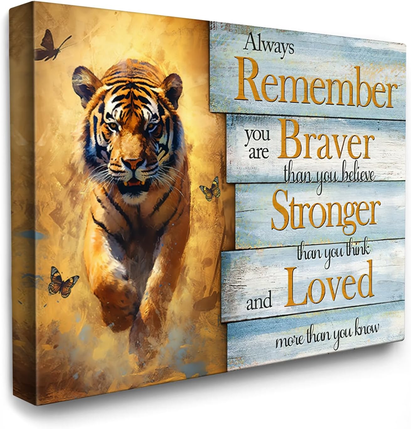 Framed Metal Canvas Wall Art — 16" — Motivational Tiger