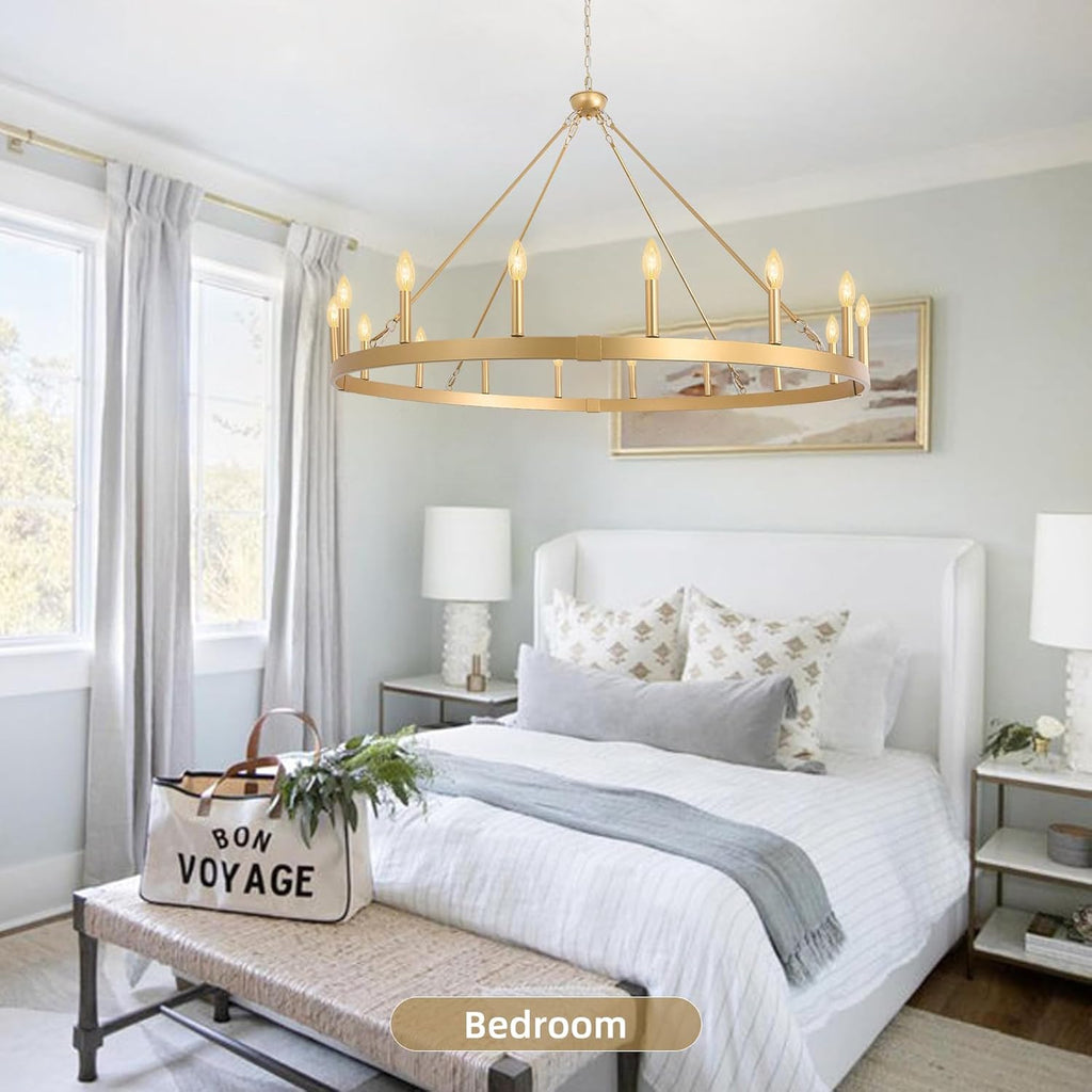 Round Farmhouse Black Chandelier — 16-Light - View 8