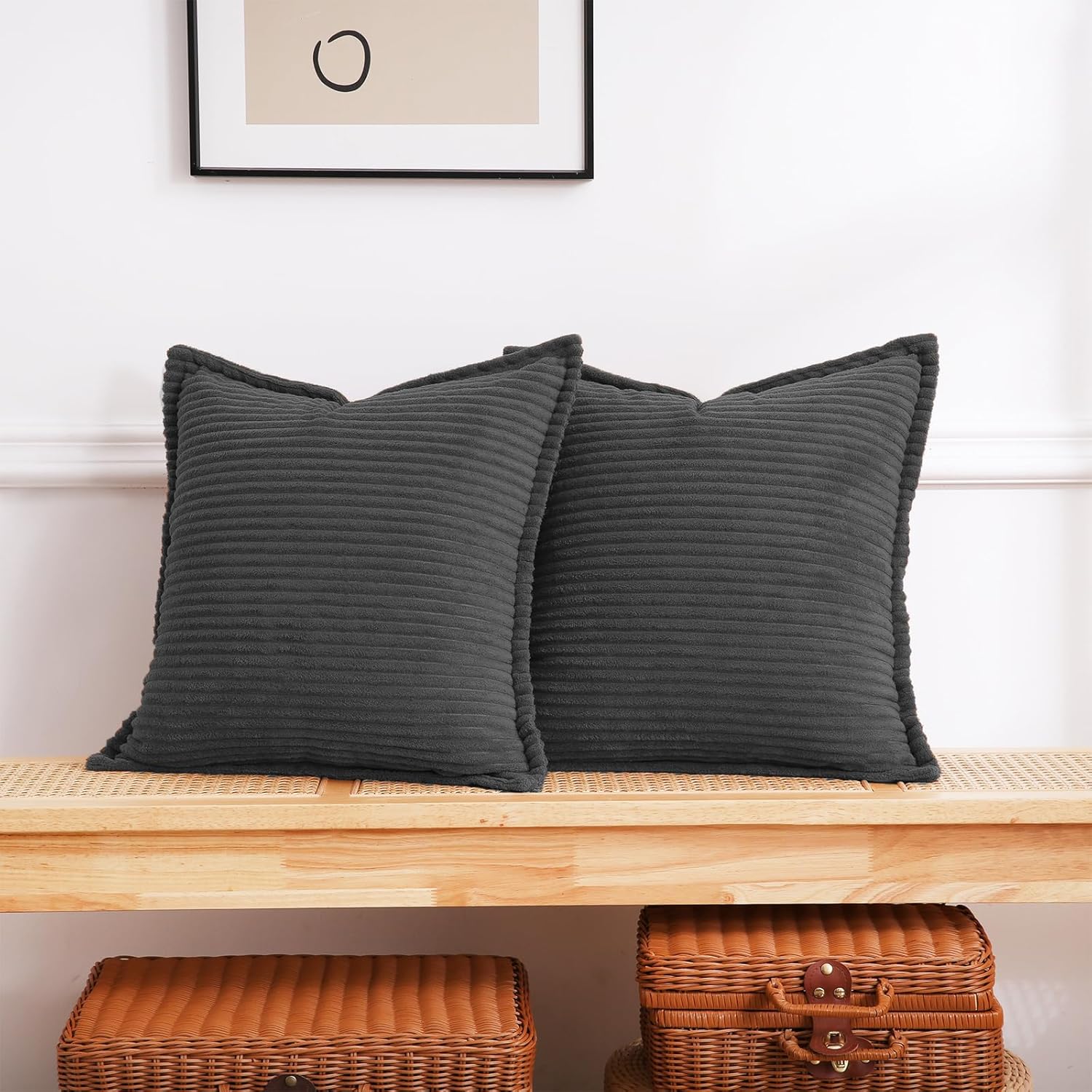 Boho Beige Throw Pillow Cover — 18" — 16" x 16" (Pack of 2)