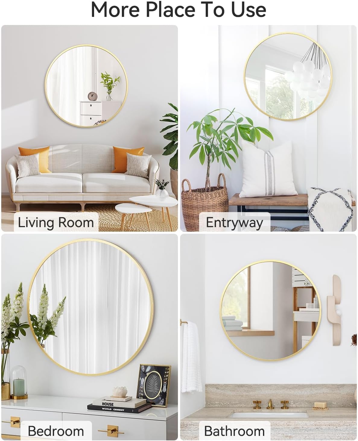 Round Farmhouse Black Wall Mirror — 30.1" - View 5