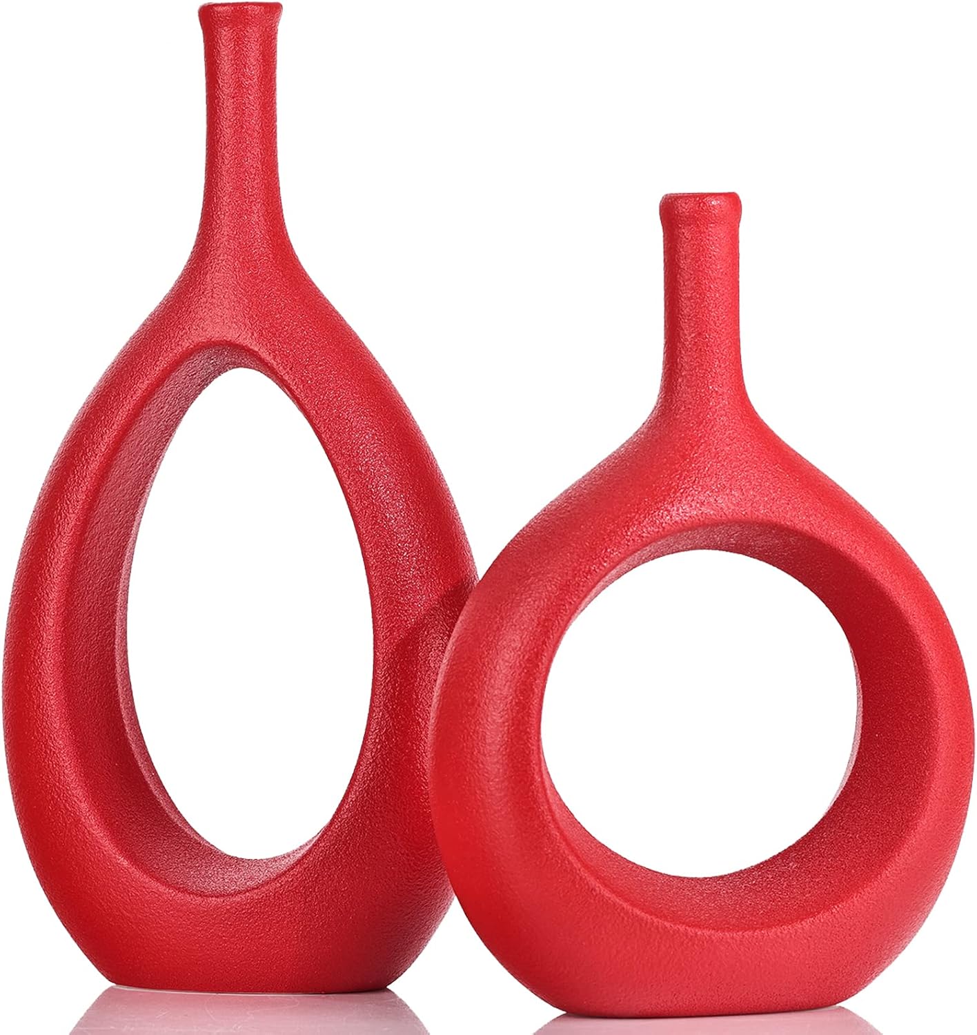 Farmhouse Black Flower Vase — Red
