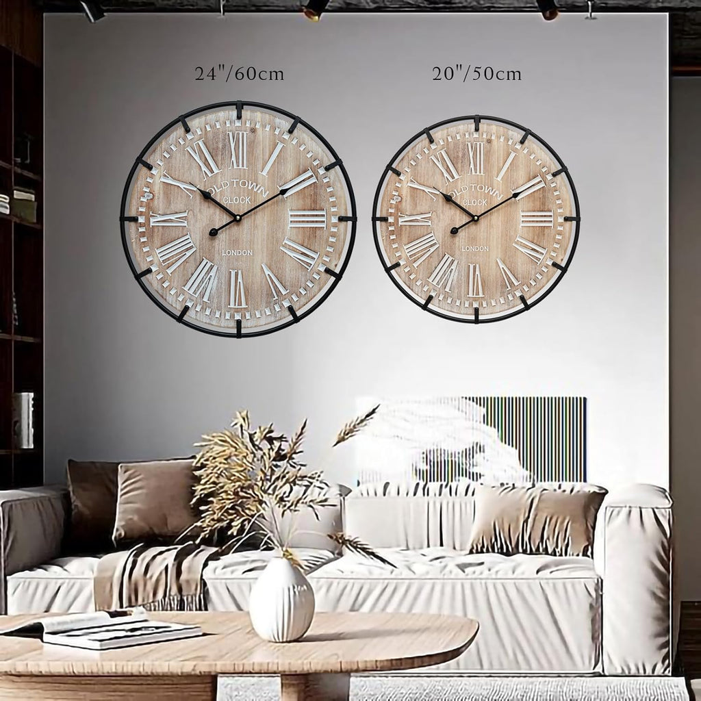 Vintage Farmhouse Brown Wall Clock — 24" - View 7