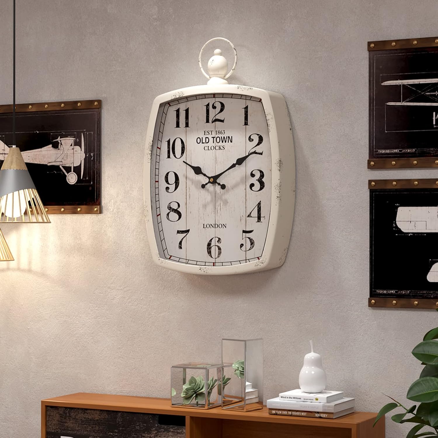 Battery Operated Farmhouse Black Wall Clock — 15.5" - View 5