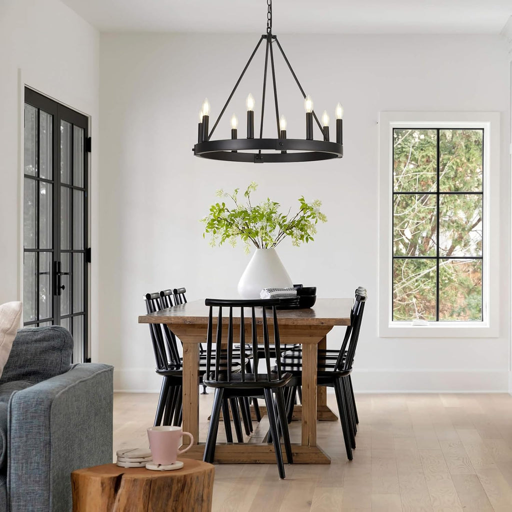 Round Farmhouse Metal Chandelier — 24" - View 4