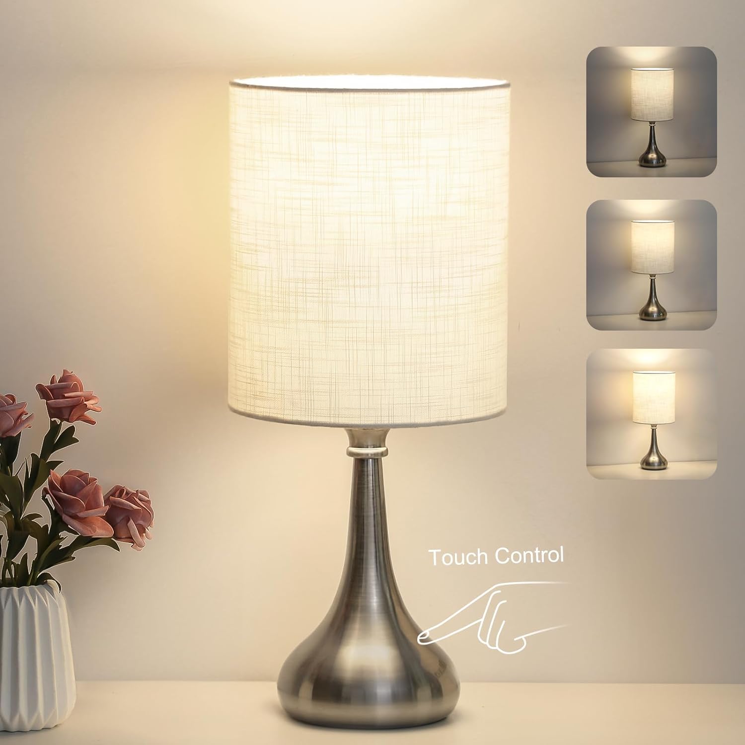 Dimmable Gold Table Lamp — Silver, White