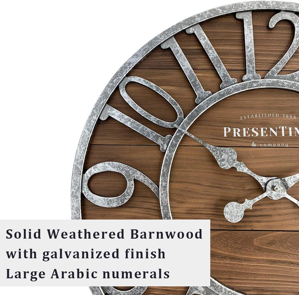 Vintage Farmhouse Wood Clock — 5" - View 2