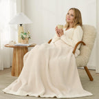 Knit Beige Throw Pillow — 50" - View 7