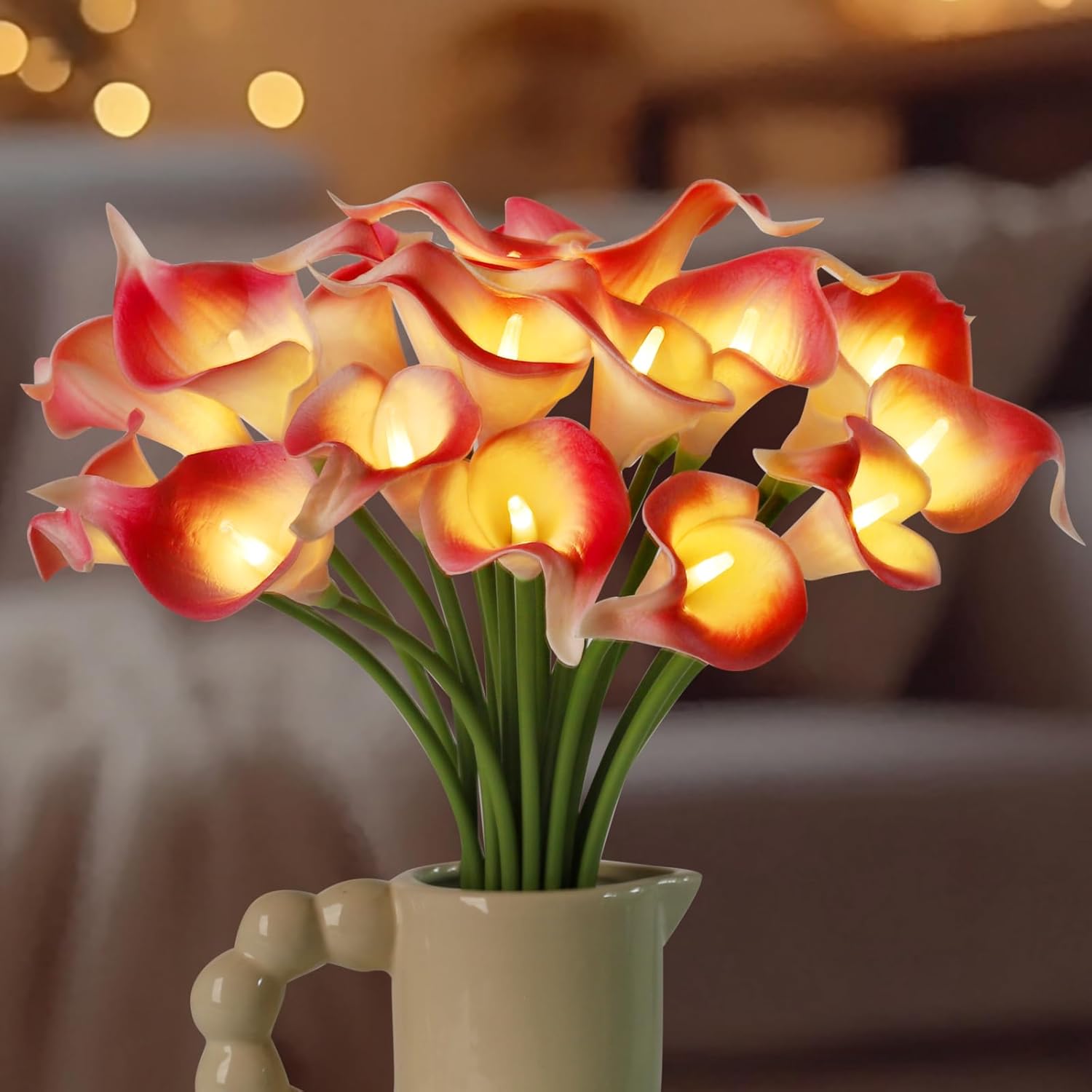 Lighted Blue Artificial Flowers — Pink