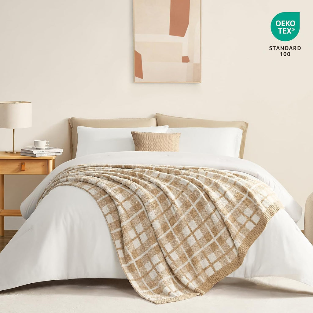 Knit Beige Throw Pillow — 50" - View 3