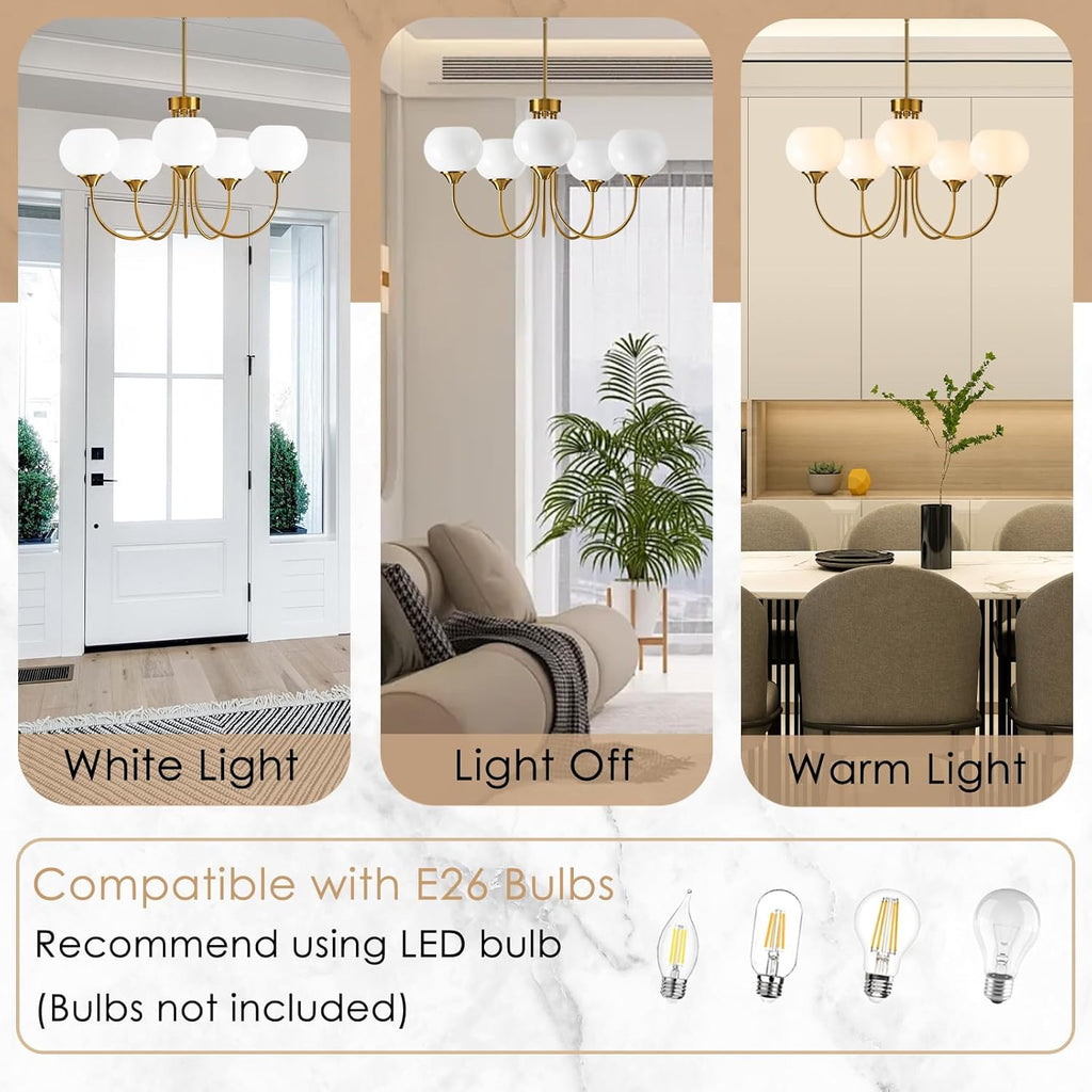 Vintage Luxe Orange Chandelier — 5-Light - View 6