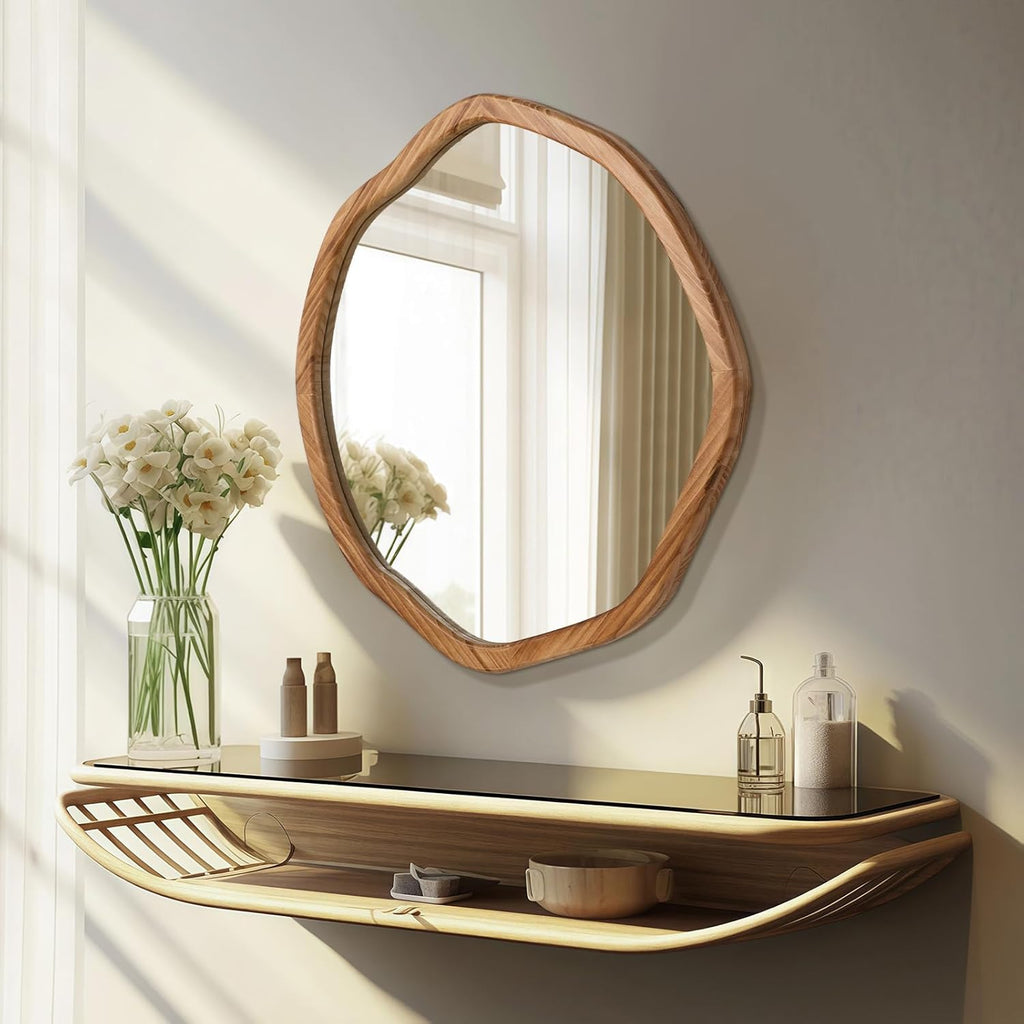 Round Farmhouse Brown Wall Mirror — 30" - View 3