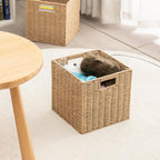 Handwoven Boho Beige Storage Basket — 13" - View 8