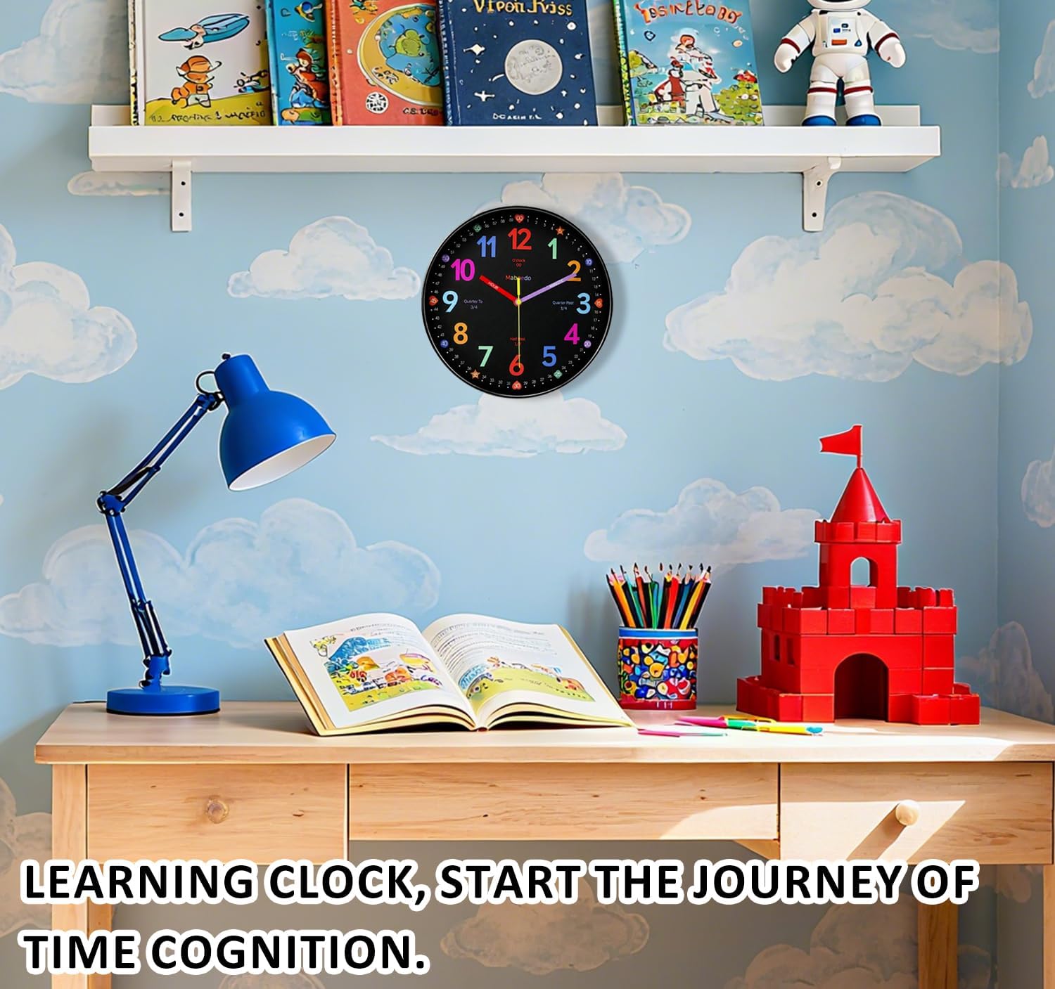 Battery Operated Black Wall Clock — 8" - View 2