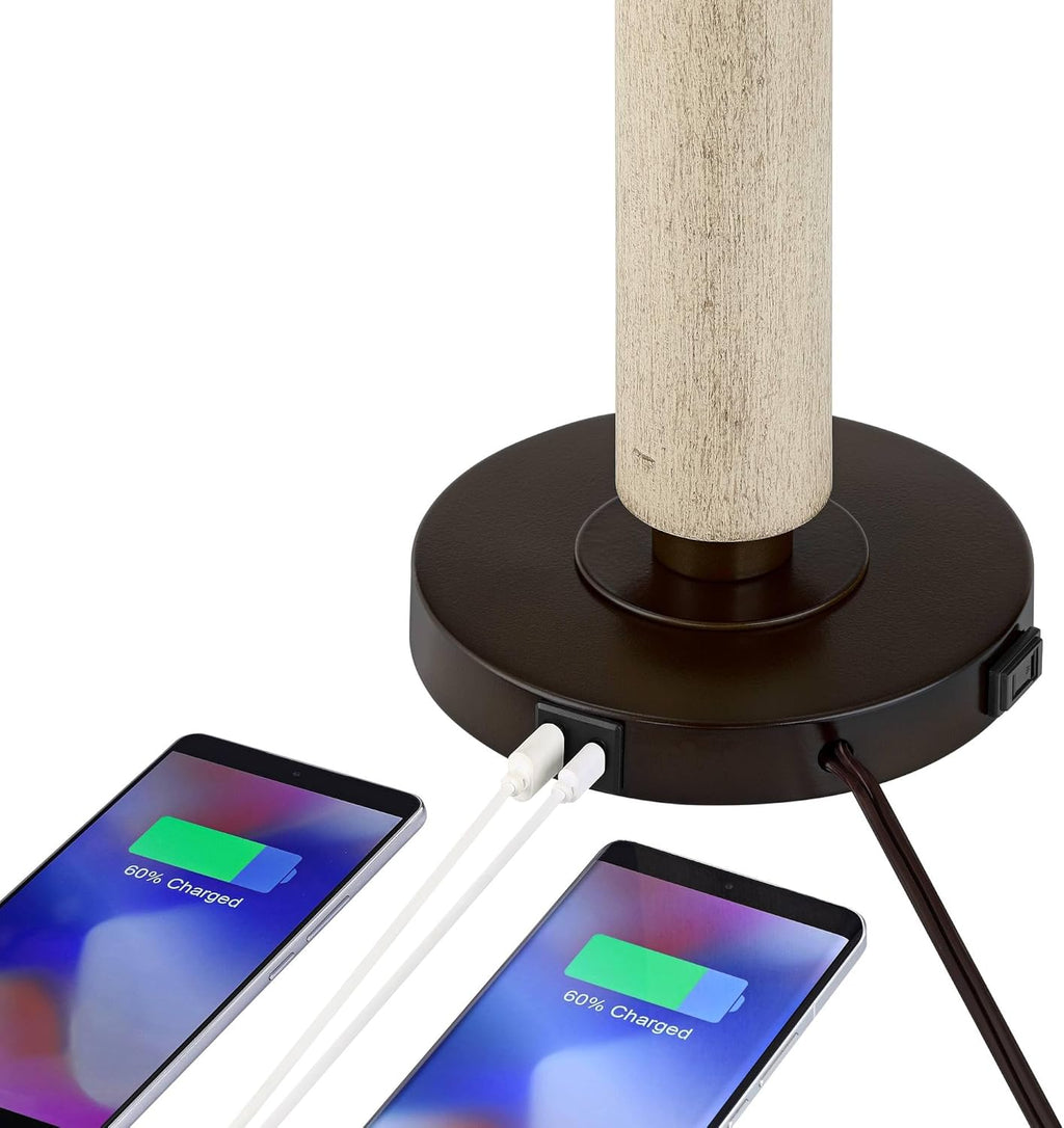 USB Mid-Century Brown Table Lamp — 28.5" - View 6