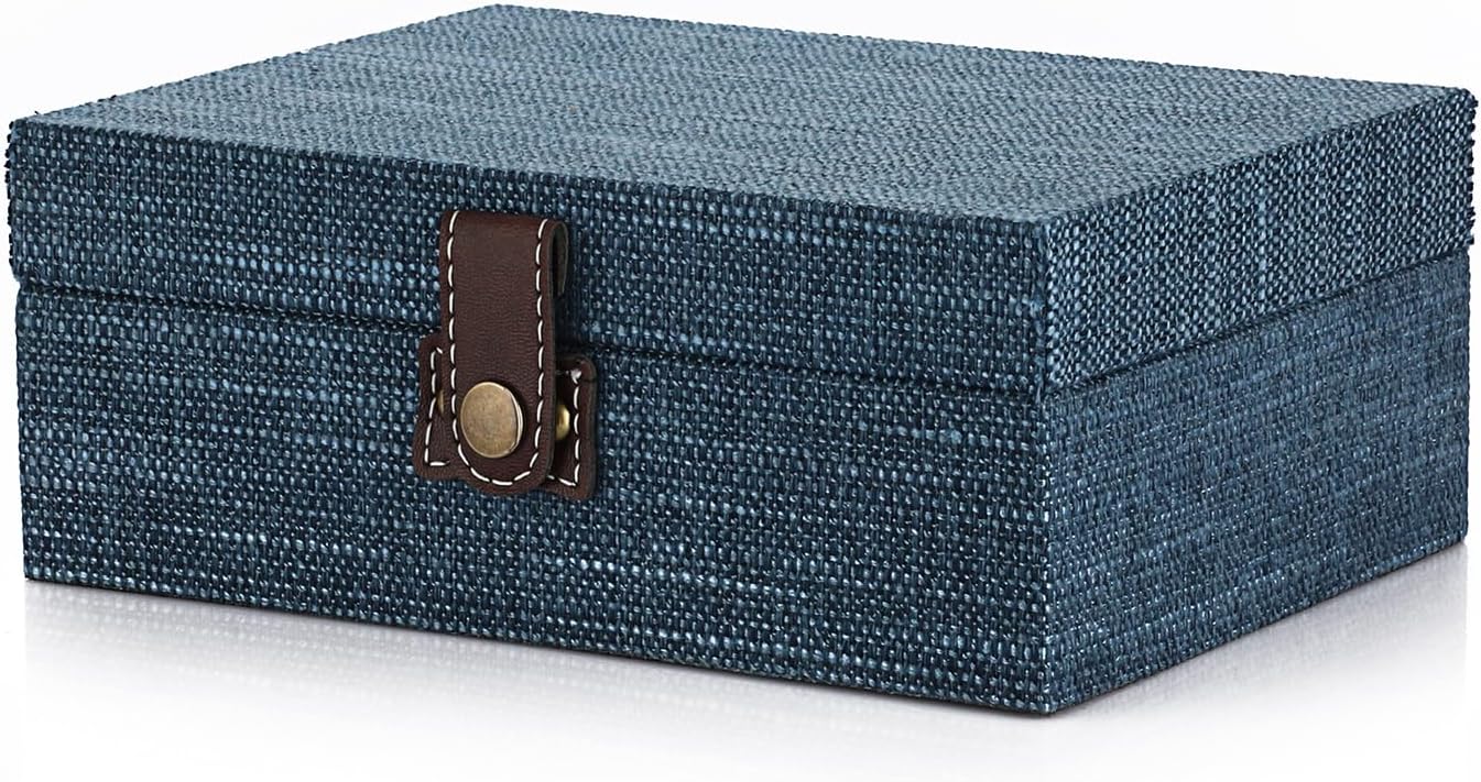 Linen Blue Storage Basket — Medium