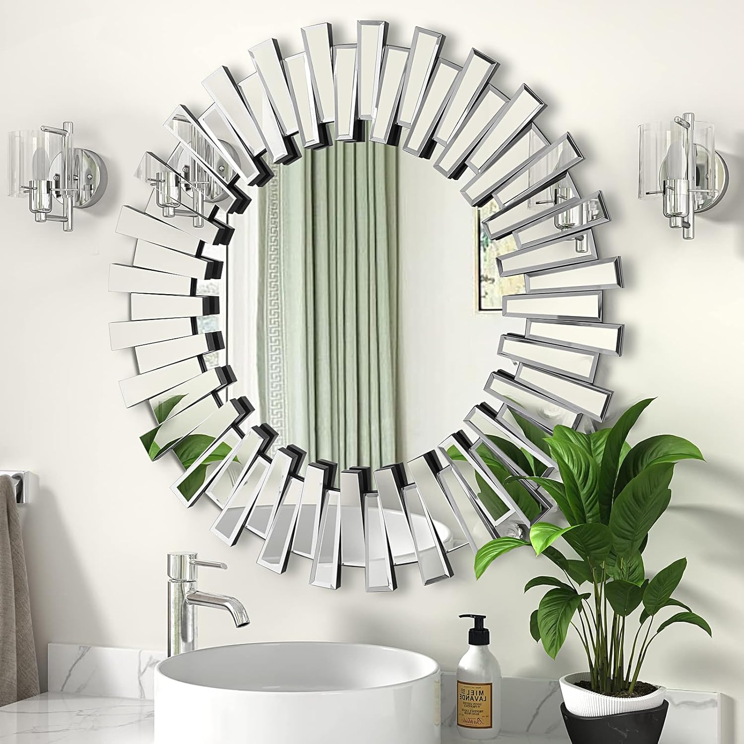 Framed Brown Wall Mirror — 32" - View 2