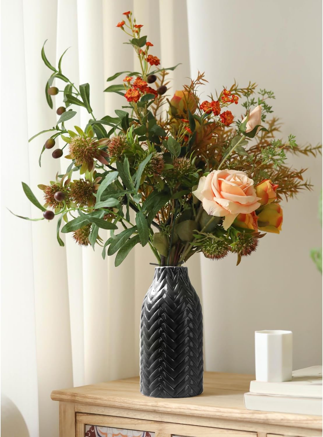 Boho Black Decorative Vase — 8" - View 3
