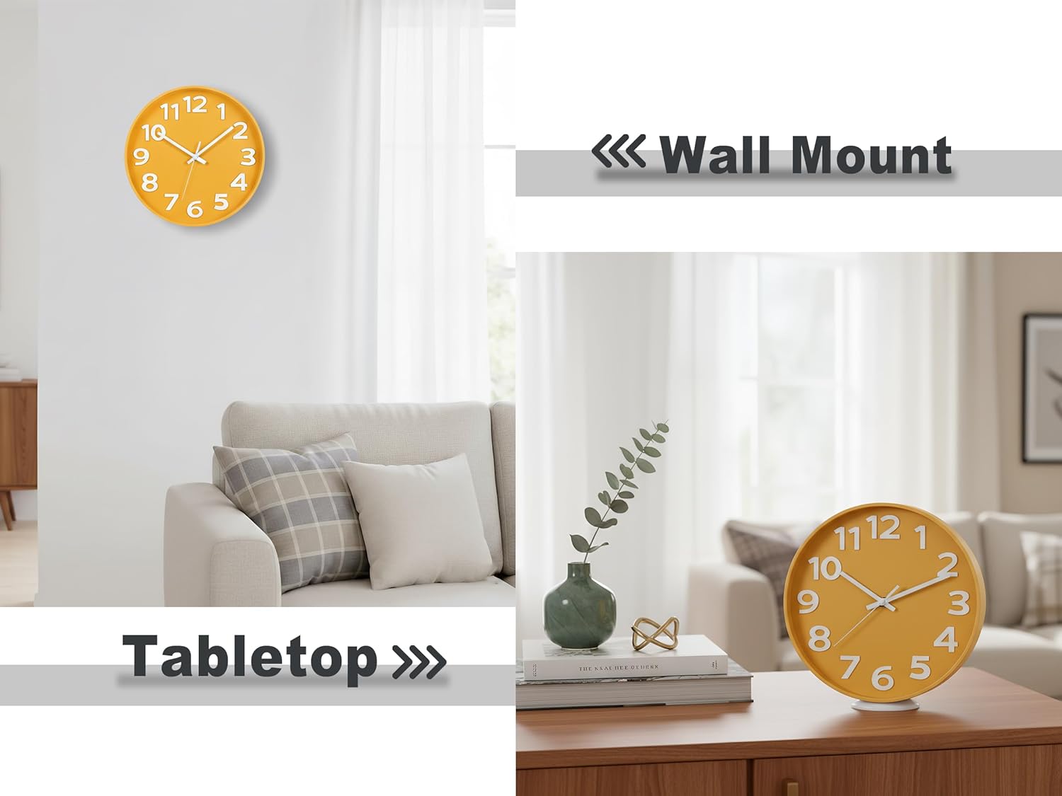 Modern Black Wall Clock — 12" - View 2