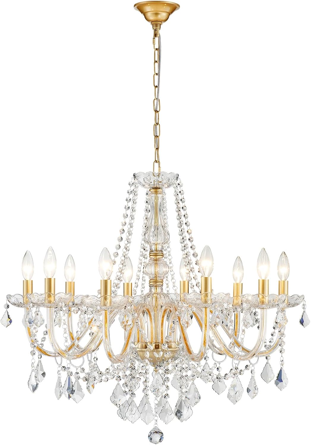 Adjustable Luxe Black Chandelier — 27" — Gold