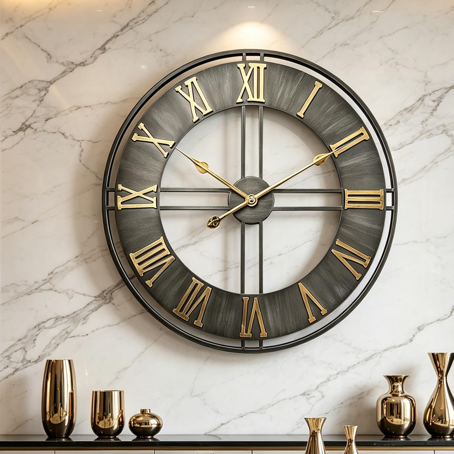 Battery Operated Mid-Century Metal Wall Clock — 24" — F