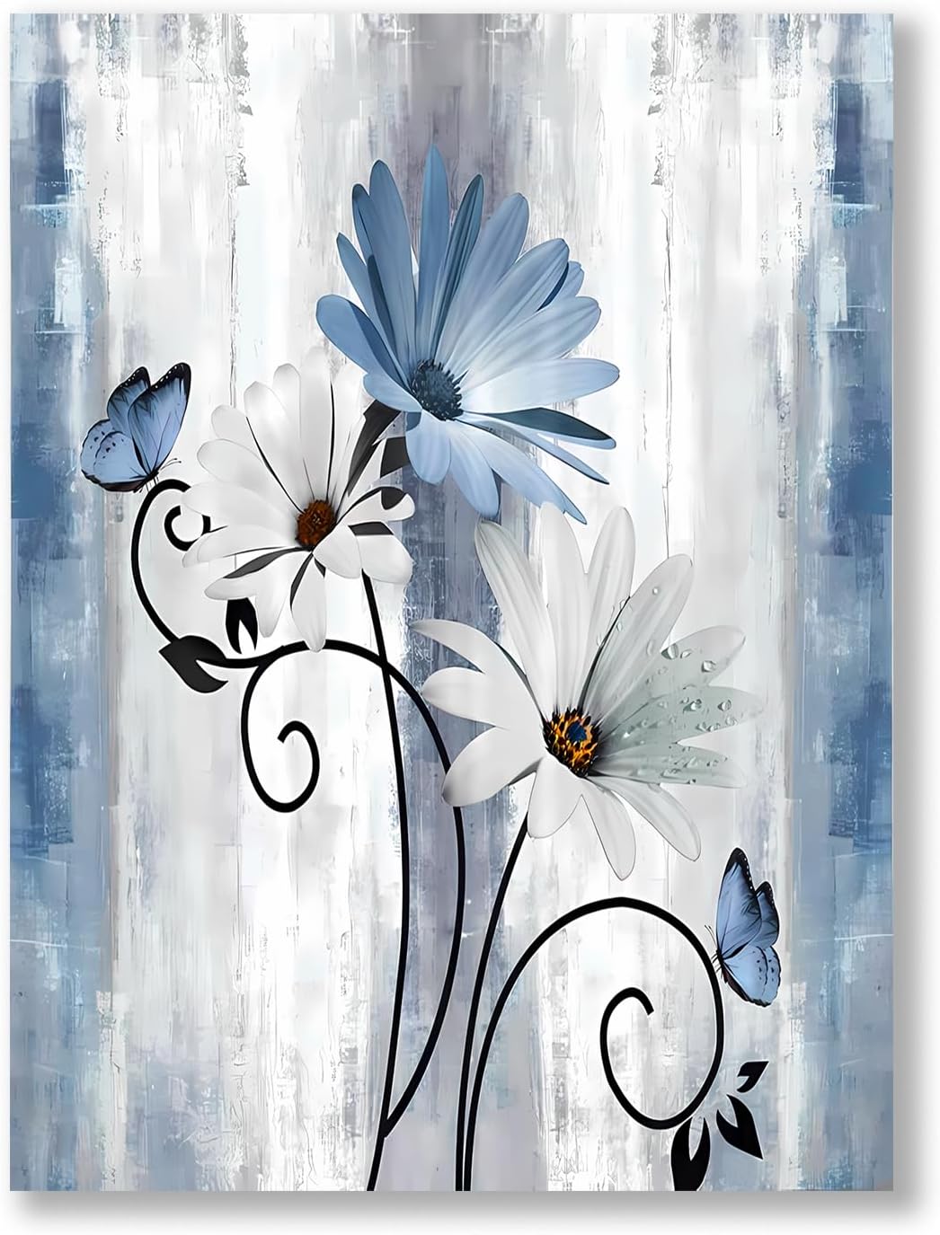 Framed Blue Canvas Wall Art — 12x16 — Blue 012
