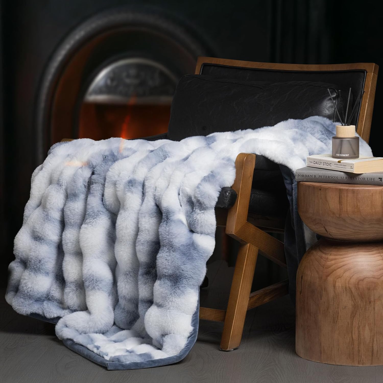 Luxe Beige Throw Pillow — 50" — Marble Cloud Blue