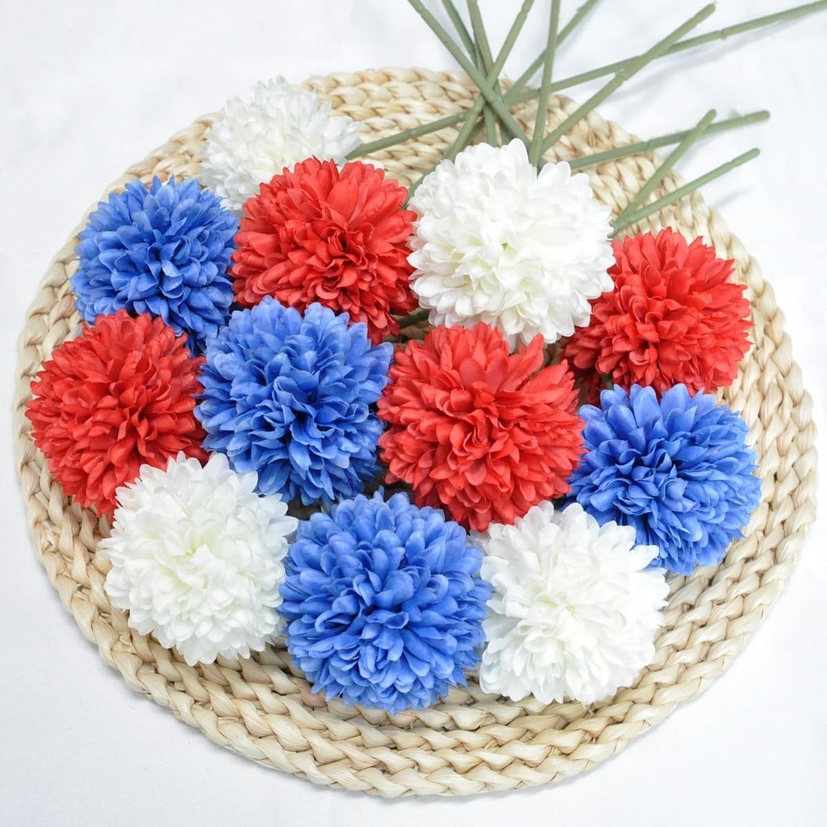 Pom Pom Beige Artificial Plant — White&red&blue