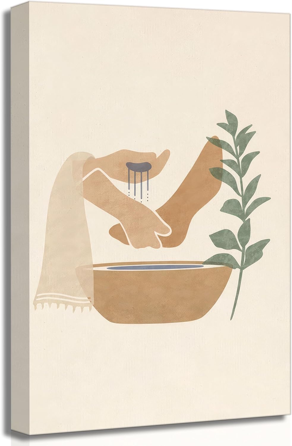 Framed Grey Canvas Wall Art — 16" — Jesus Washes Feet-Canvas