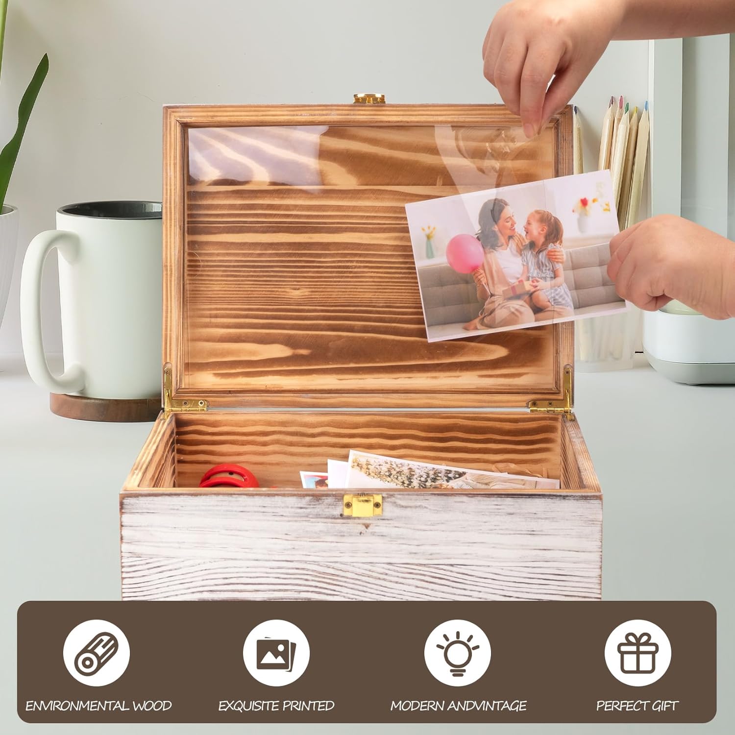 Vintage Wood Storage Basket - View 2