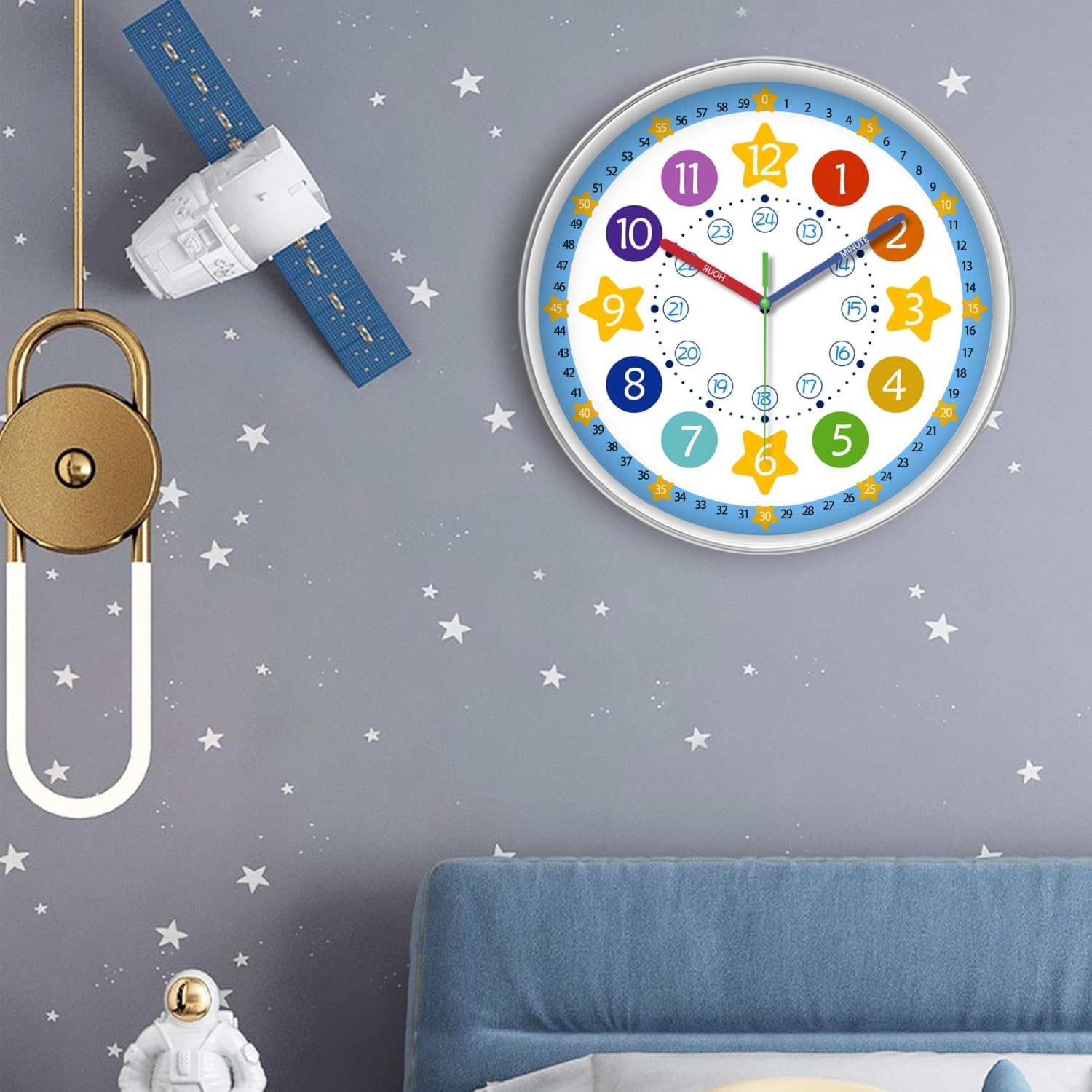 Battery Operated Black Wall Clock — 16" - View 2