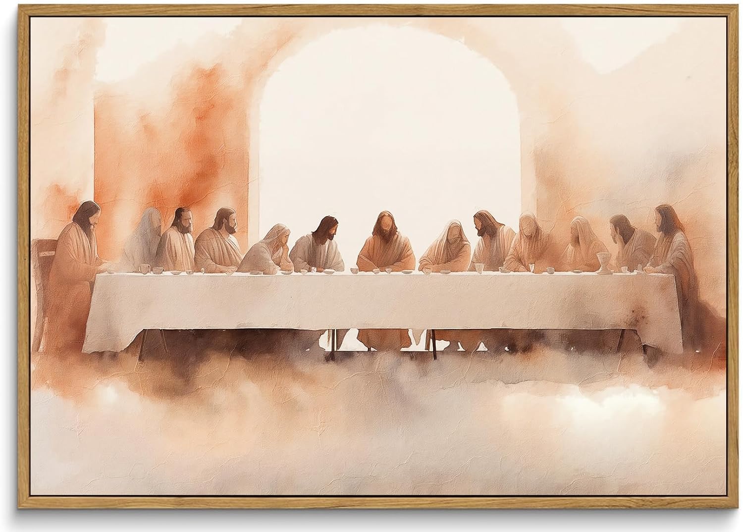 Framed Modern Beige Canvas Wall Art — 16" — The Last Supper