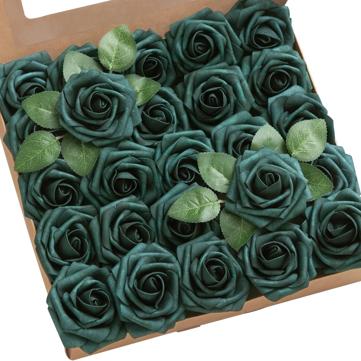 Luxe Beige Artificial Flowers — 3" — Gn- Peacock Green
