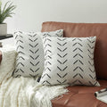 Boho Black Throw Pillow Cover — 18" — White