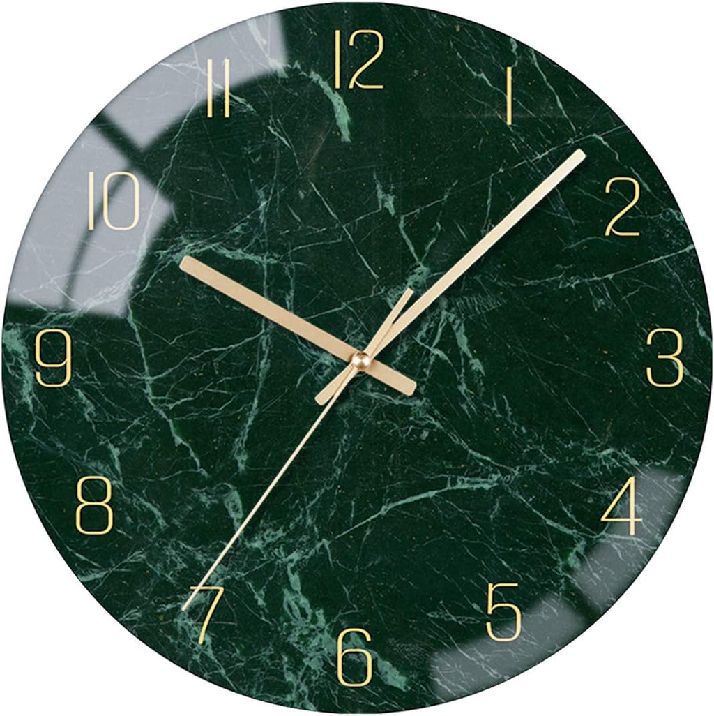 Battery Operated Black Wall Clock — 12" — Dark Green