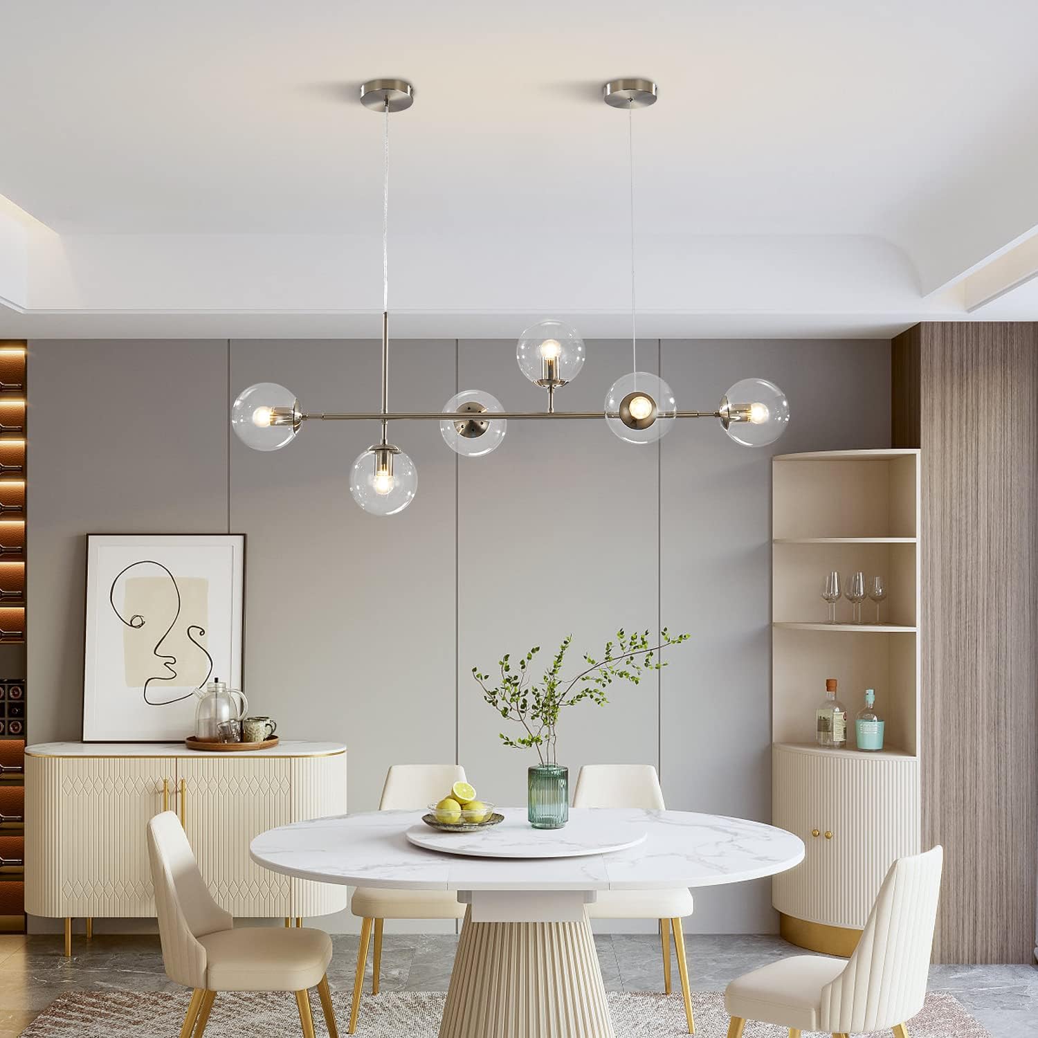 Mid-Century Gold Chandelier — 6-Light - View 6