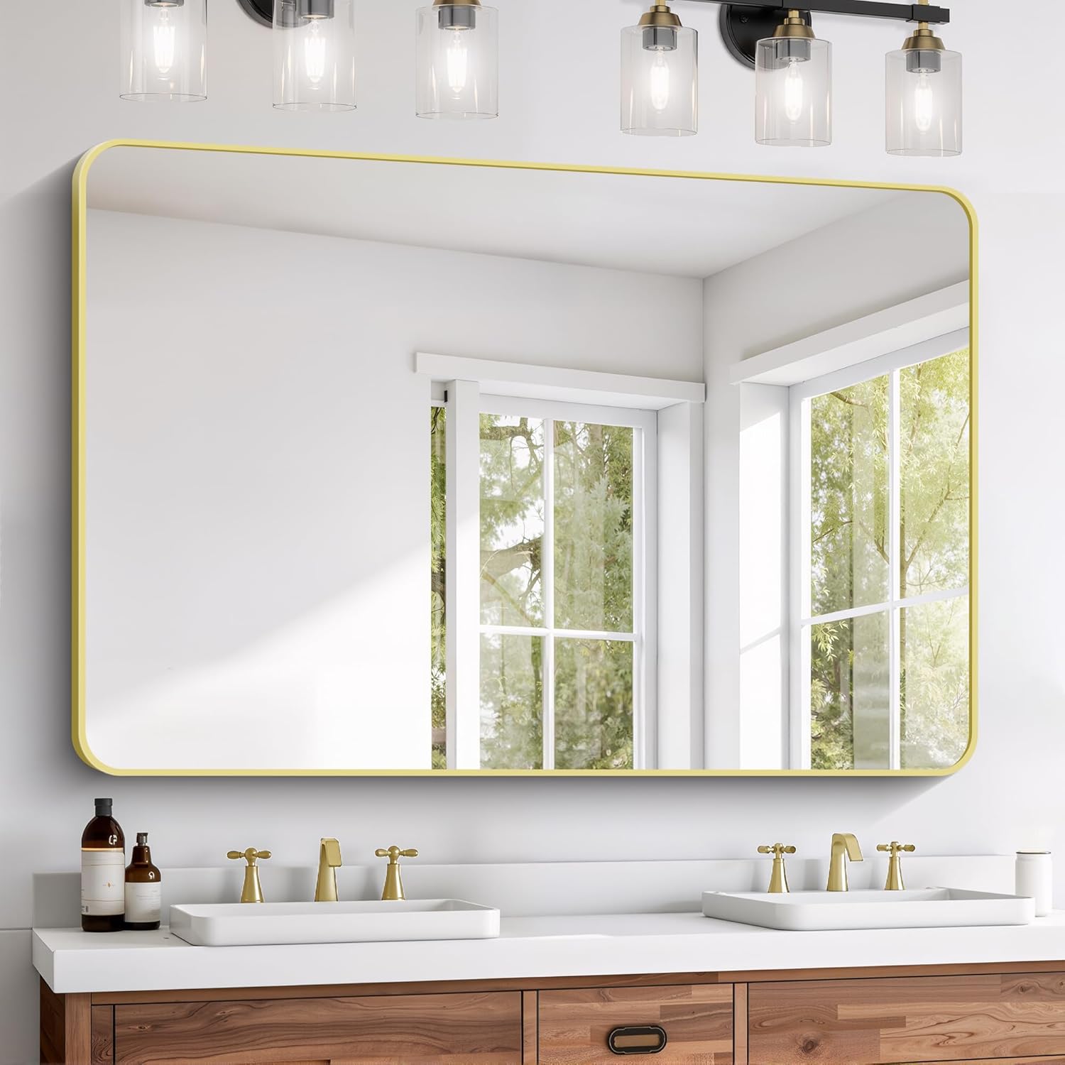 Black Wall Mirror — 24" — Gold