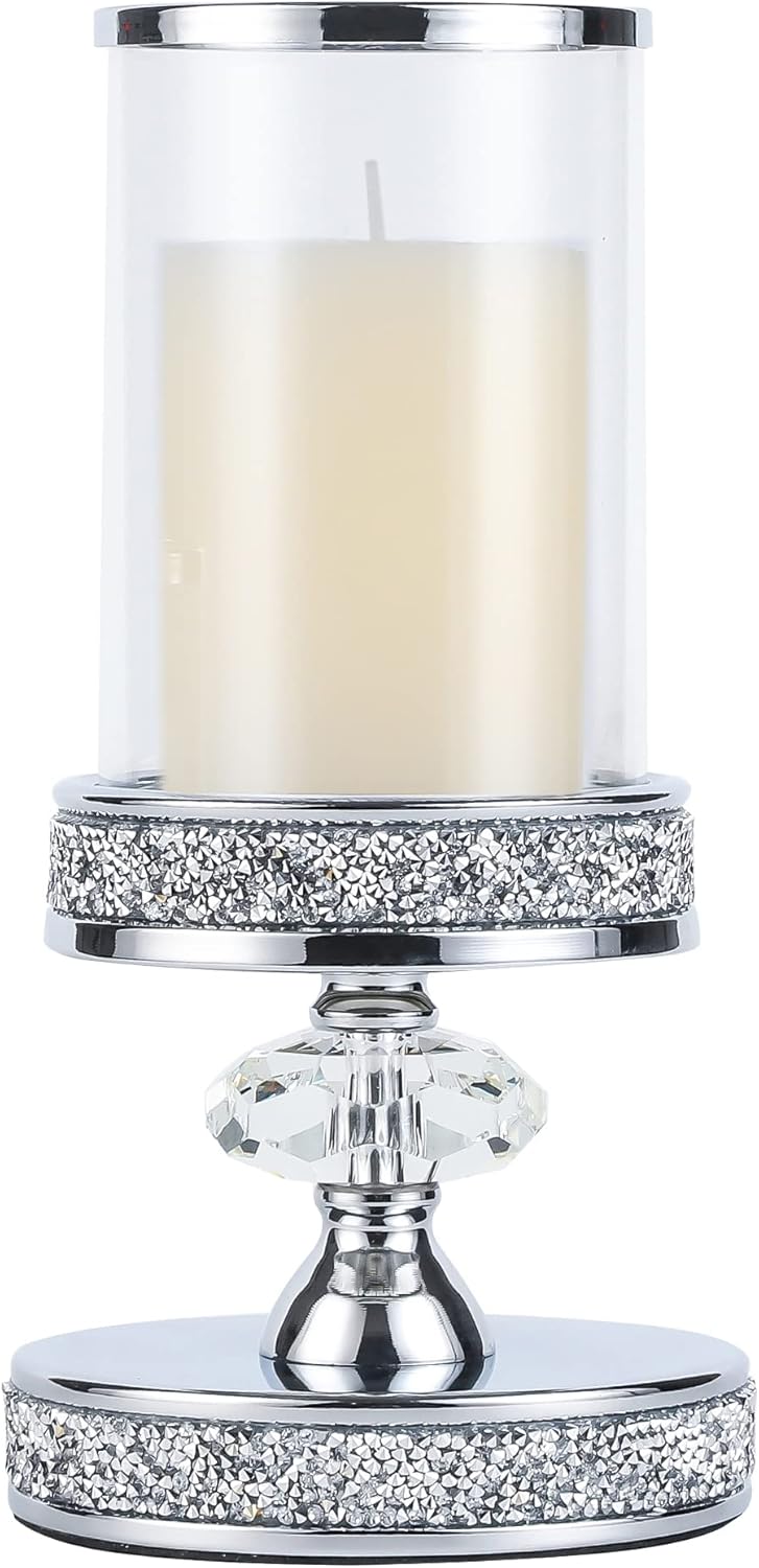 Luxe Glass Pillar Candle — Silver ( S )