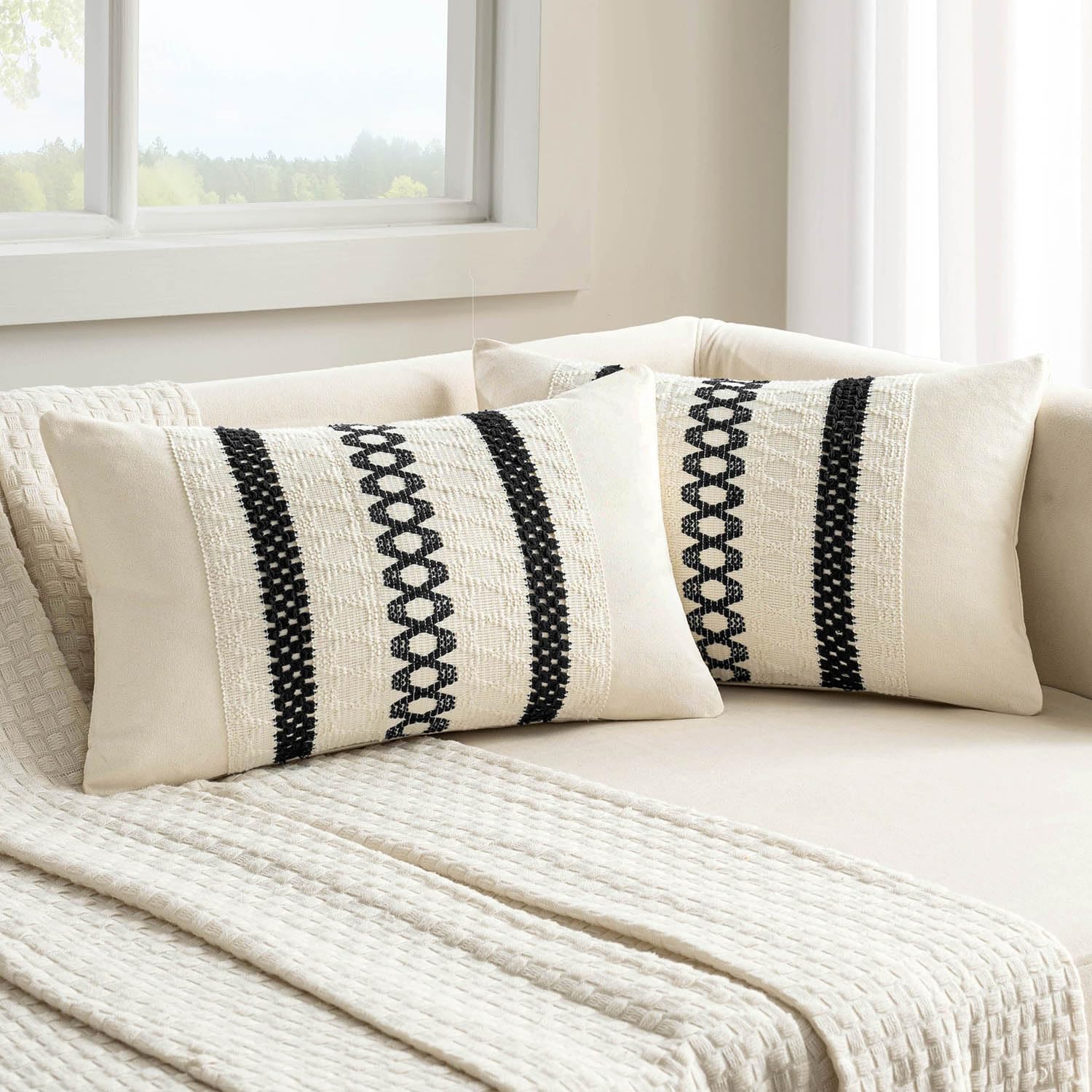 Boho Beige Pillow Cover — 16" — 20" x 12" (Pack of 2)